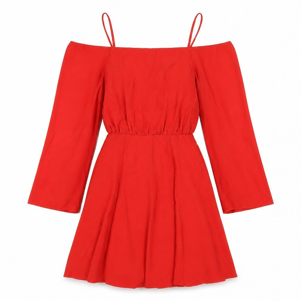 ASOS Womens Red Polyester A-Line Size 8 Square Neck Zip