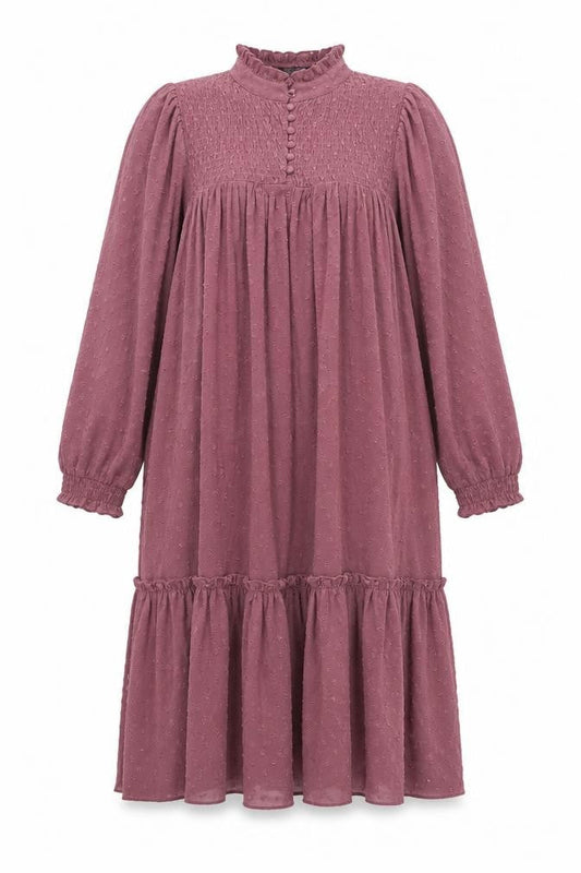 Front view of Missguided women’s purple polyester a-line, size UK 10, mock neck button