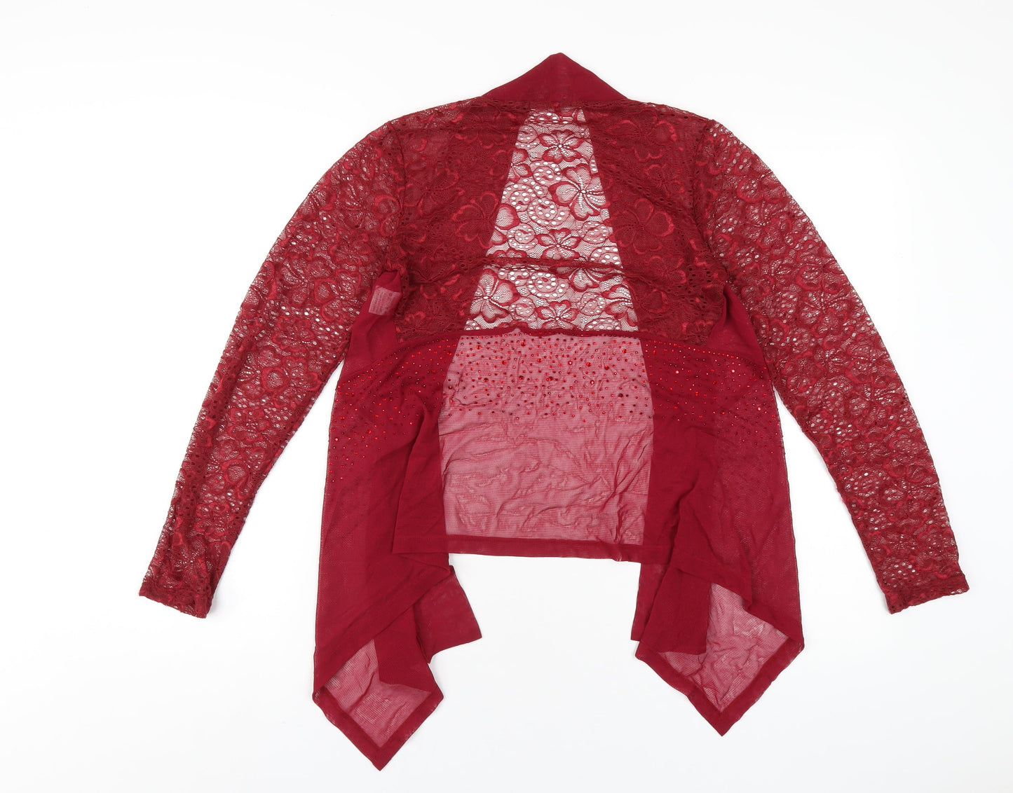 Saloos Womens Red Nylon Kimono Blouse Size S V-Neck