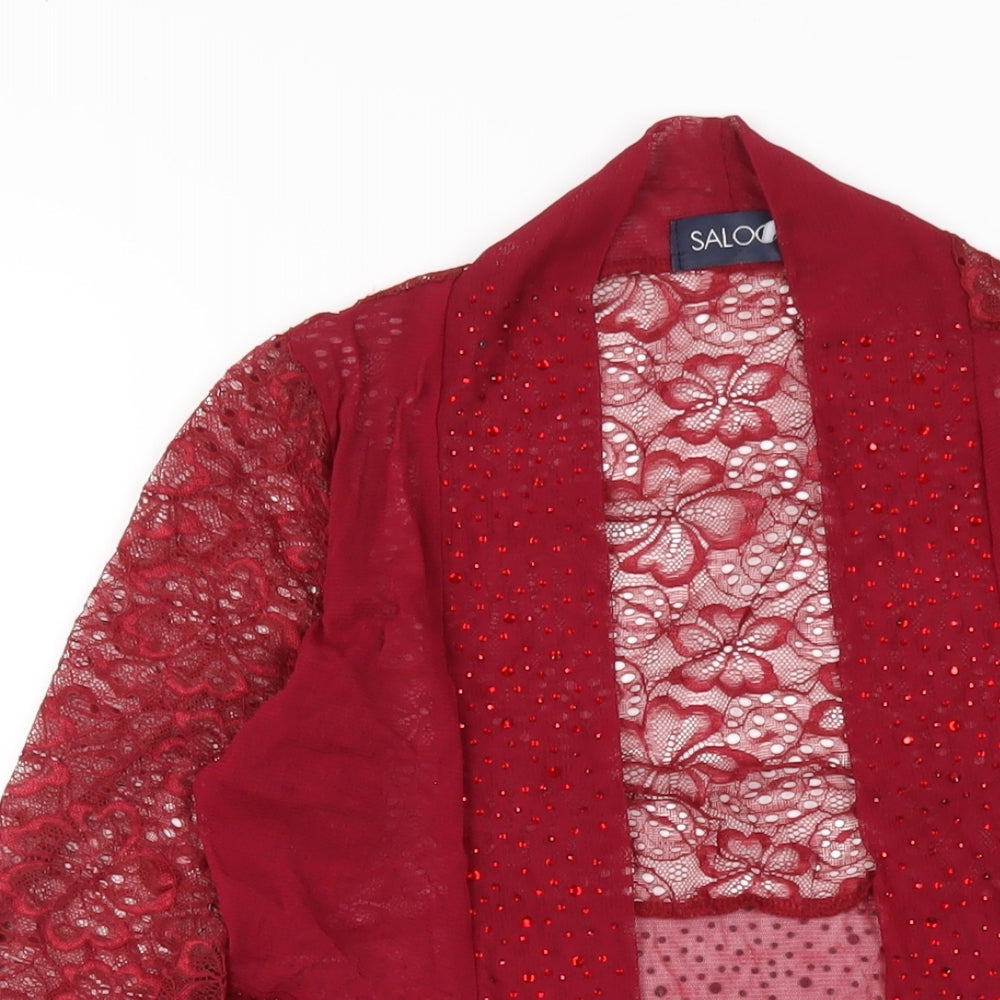Saloos Womens Red Nylon Kimono Blouse Size S V-Neck