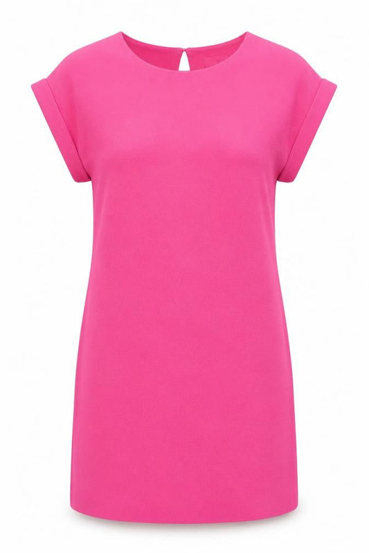 Next Womens Pink Polyester Shift Size 12 Round Neck Button