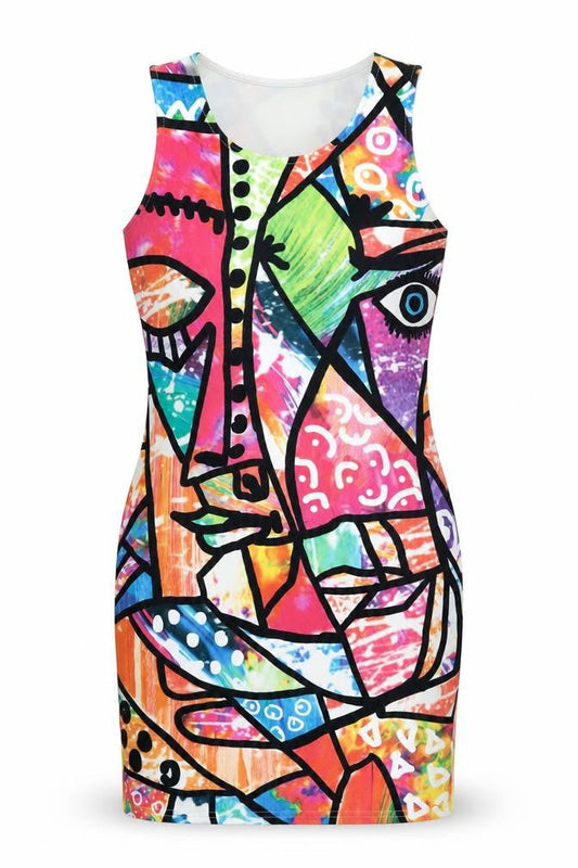 FIGA Womens Multicoloured Geometric Polyester Mini Size 10 Round Neck Pullover