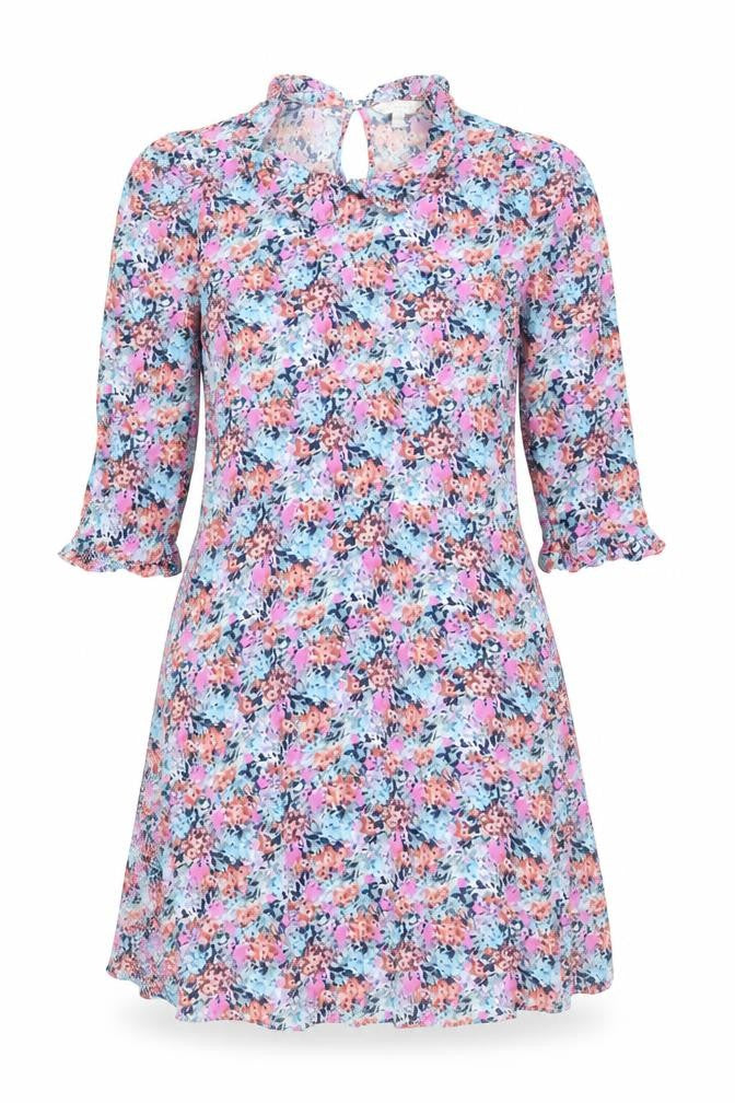 Marks & Spencer Womens Multicoloured Geometric Viscose A-Line Size 14 Collared Button