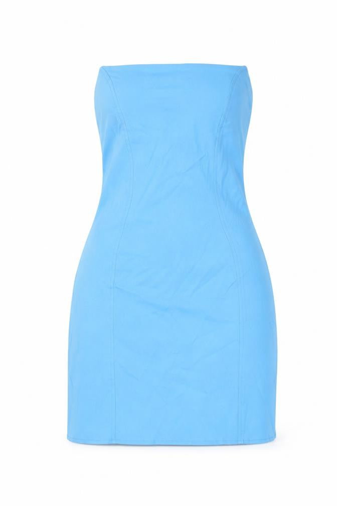 ASOS Womens Blue Viscose Mini Size 10 Square Neck Zip - Strapless