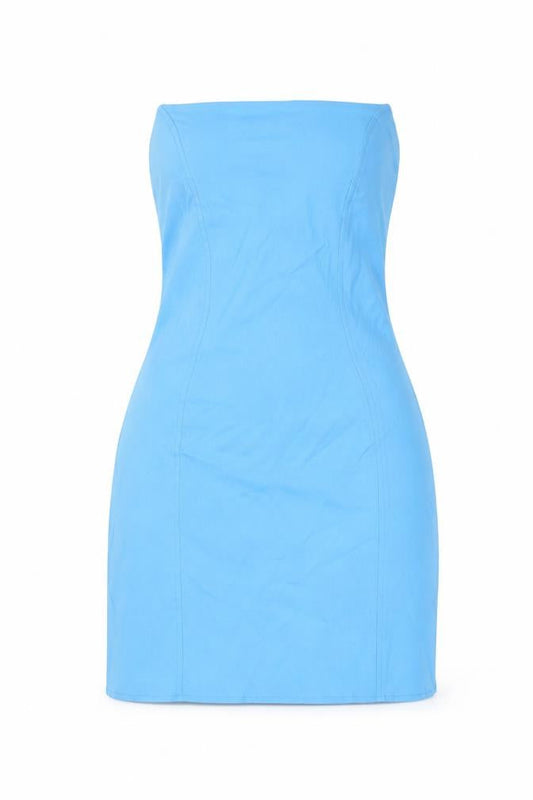 ASOS Womens Blue Viscose Mini Size 10 Square Neck Zip - Strapless