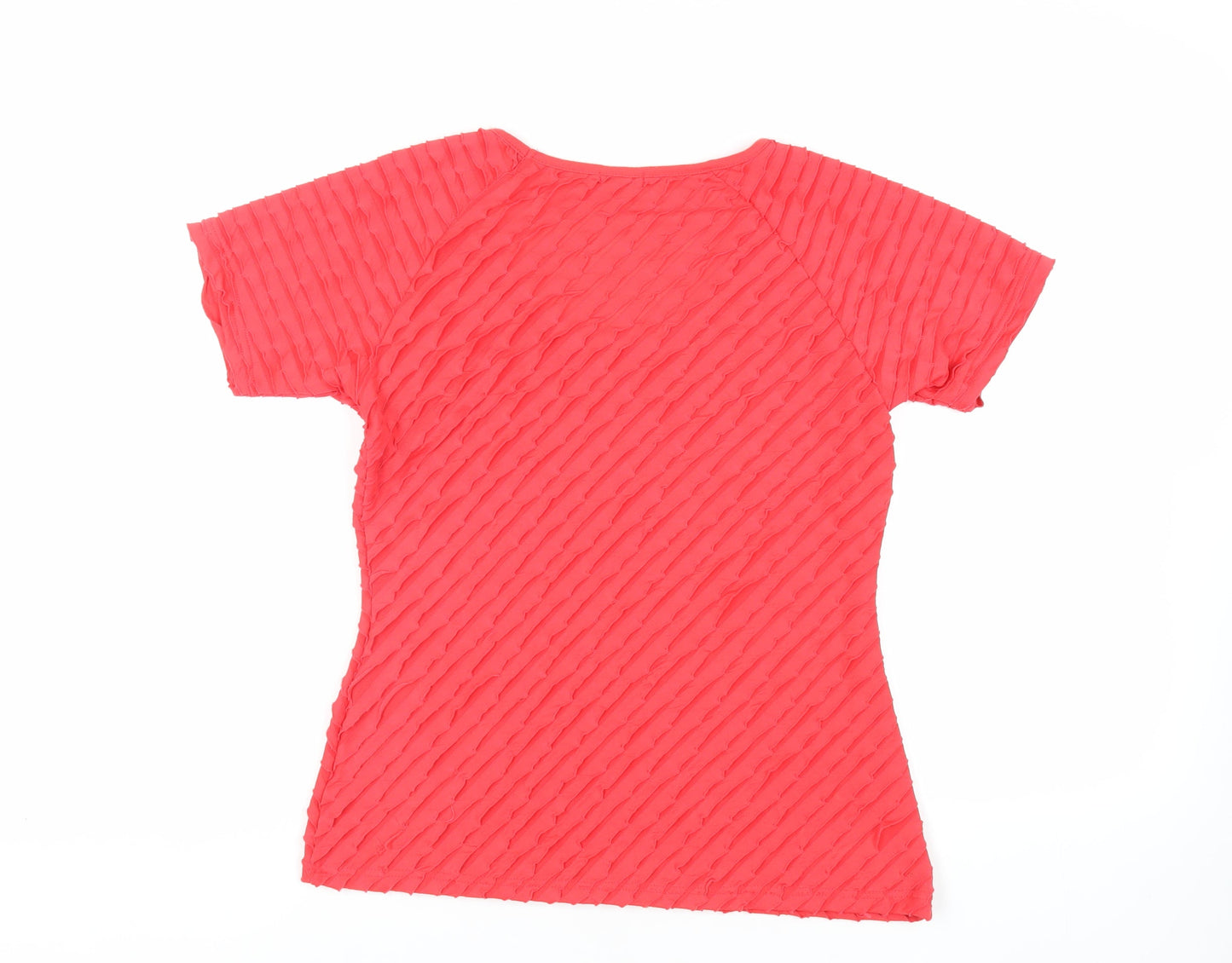 NEXT Womens Red Polyester Basic Blouse Size M Round Neck - Textured