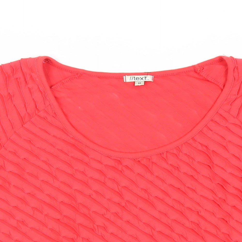NEXT Womens Red Polyester Basic Blouse Size M Round Neck - Textured