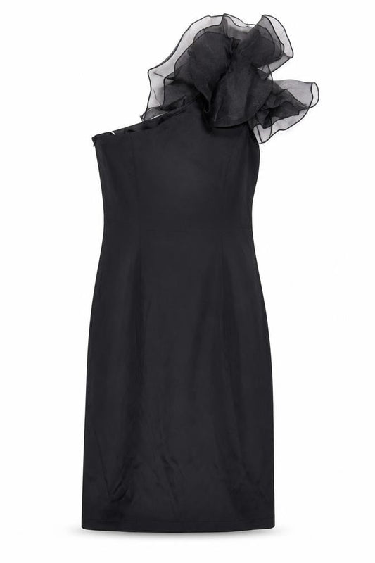 Red Herring Womens Black Polyester Pencil Dress Size 6 One Shoulder Zip - Shoulder Detail
