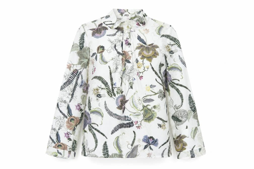 NEXT Womens White Floral Polyester Basic Blouse Size 10 High Neck