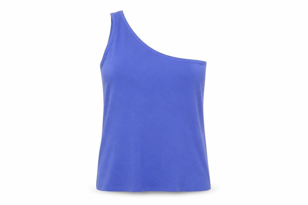 Marks & Spencer Womens Blue Cotton Basic Tank Size 20 One Shoulder - Ribbed