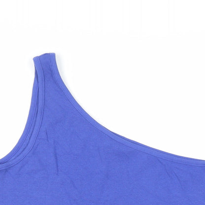 Marks & Spencer Womens Blue Cotton Basic Tank Size 20 One Shoulder - Ribbed