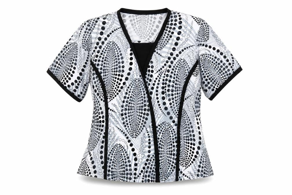 Charlotte Gold Womens Black Geometric Polyester Basic Blouse Size 12 Square Neck - Shoulder Pads