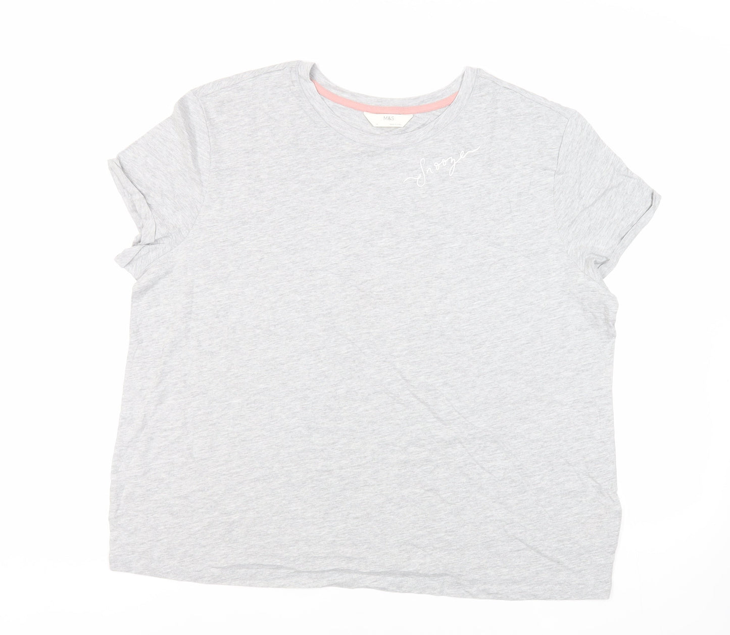 Marks and Spencer Womens Grey Solid Cotton Top Pyjama Top Size XL