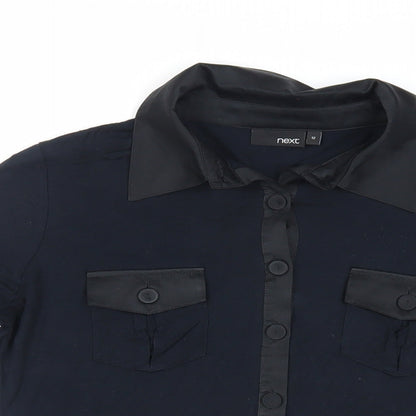 Next Womens Blue Viscose Basic Blouse Size 12 Collared