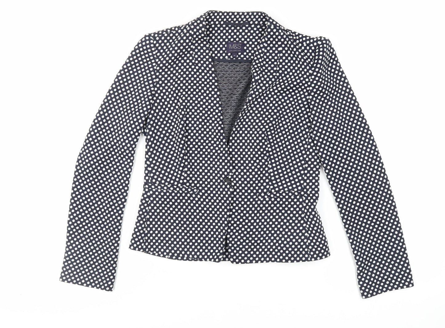 Marks and Spencer Womens Blue Polka Dot Jacket Blazer Size 10 - Open