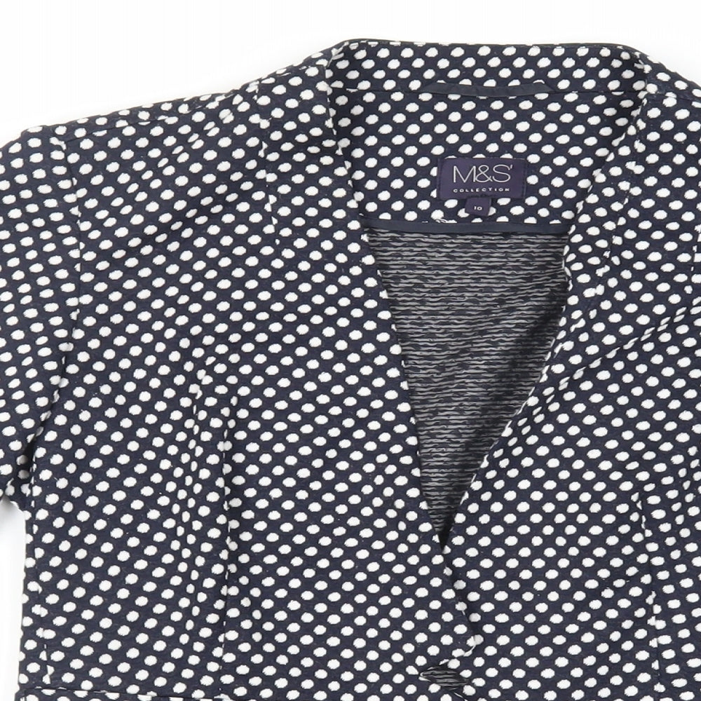 Marks and Spencer Womens Blue Polka Dot Jacket Blazer Size 10 - Open