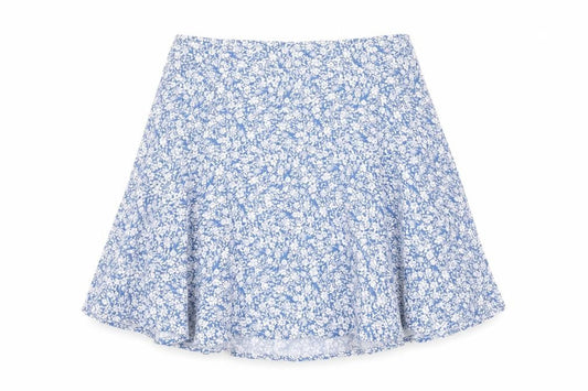 New Look Womens Blue Floral Viscose Skater Skirt Size 12 Zip