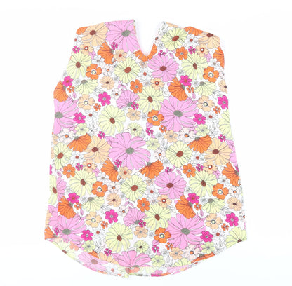 Marks & Spencer Womens Pink Floral Polyester Basic Blouse Size 10 V-Neck