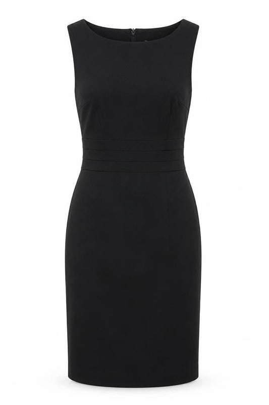 H&M Womens Black Polyester Pencil Dress Size 6 Boat Neck Zip