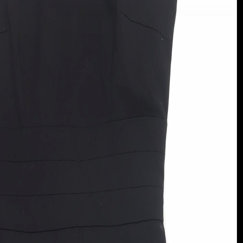 H&M Womens Black Polyester Pencil Dress Size 6 Boat Neck Zip