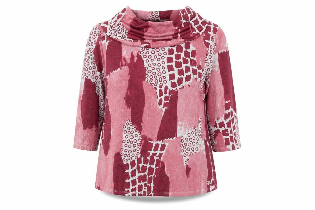 TIGI Womens Pink Roll Neck Geometric Polyester Pullover Jumper Size 18 - Lightweight