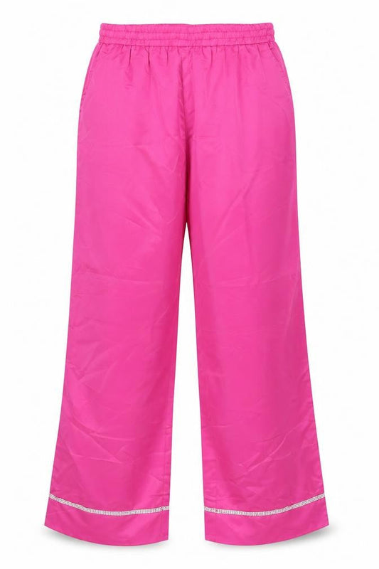 Boohoo Womens Pink Polyester Trousers Size 10 L30 in Regular - Rhinestone Detail