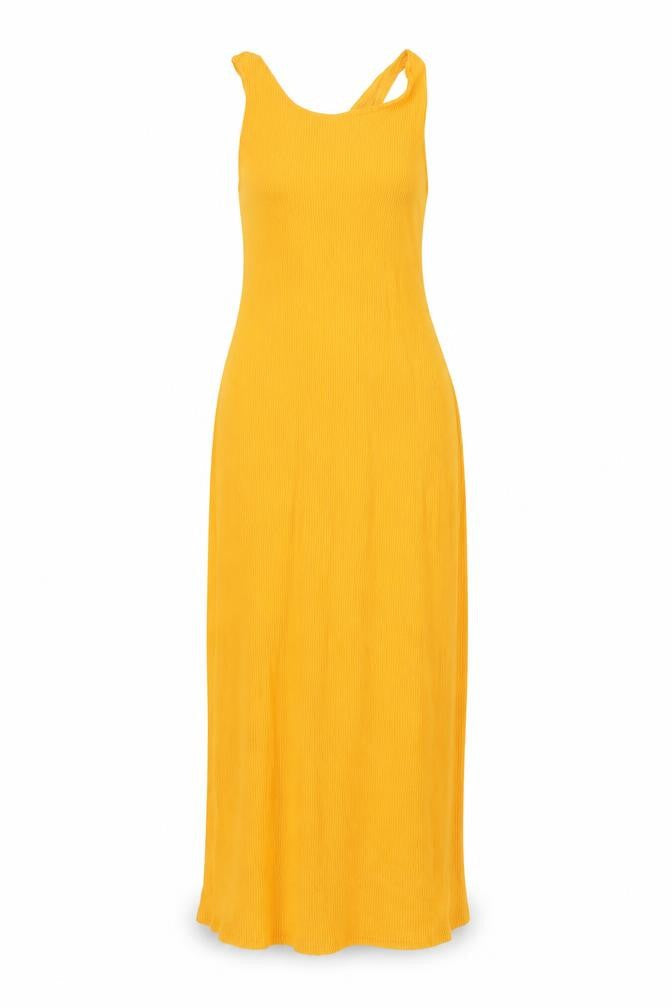 H7M Womens Orange Viscose Tank Dress Size M Round Neck Pullover - Ribbed Backless