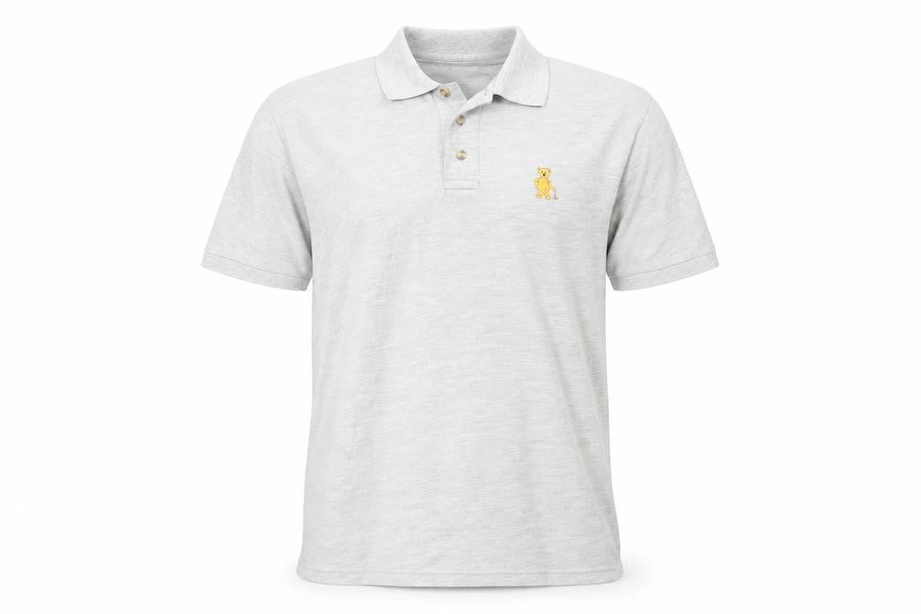 English Teddy Bear Company Mens Grey Polyester Polo Size S Collared Button - Logo