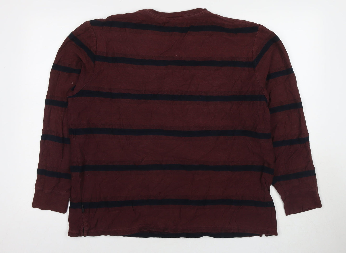 Marks and Spencer Mens Brown Striped Cotton Pullover Sweatshirt Size XL