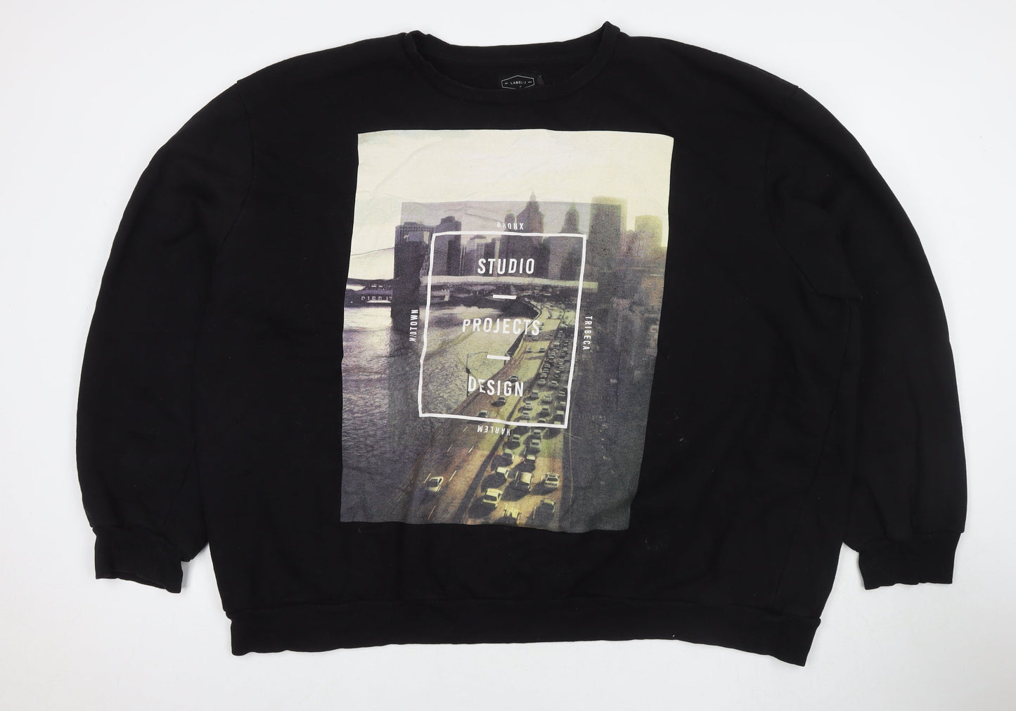 Label J Mens Black Cotton Pullover Sweatshirt Size 4XL - City Studio