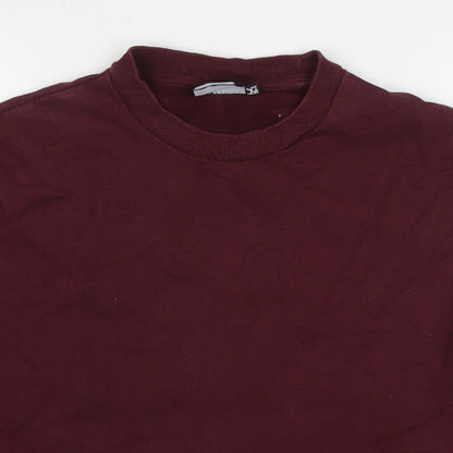 Close-up detail of ASOS women’s red cotton pullover sweatshirt, size M, pullover
