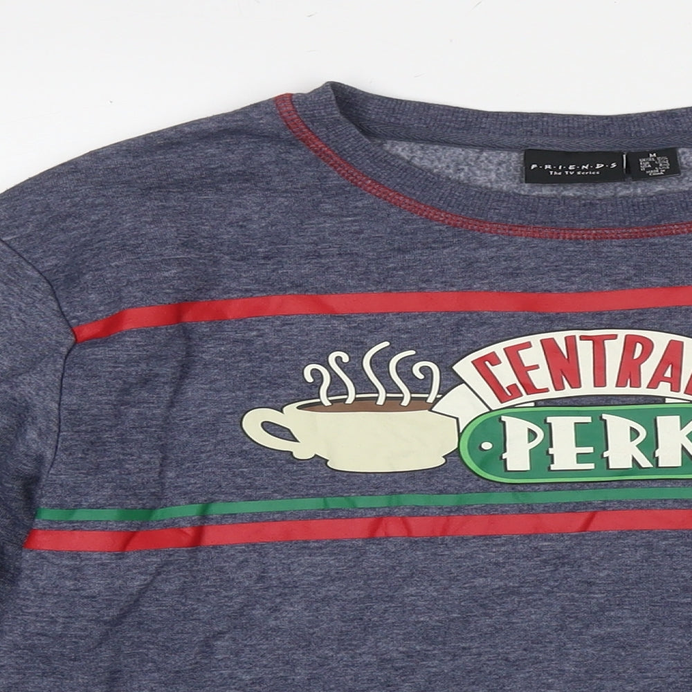 Friends Womens Blue Cotton Pullover Sweatshirt Size 12 Pullover - Central Perk Size 12-14 Cropped