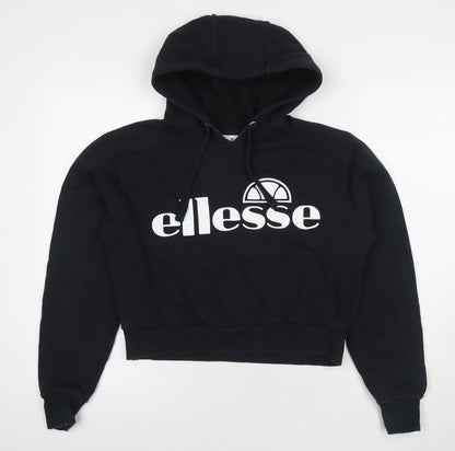 Additional front view of Ellesse women’s black cotton pullover hoodie, size M, pullover