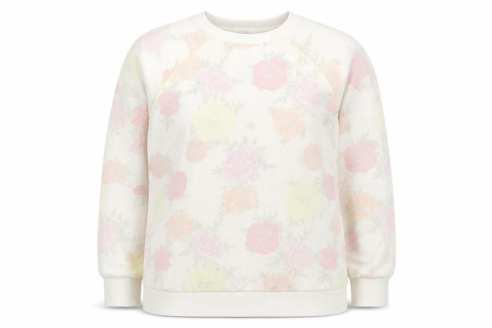 River Island Womens Ivory Floral Cotton Pullover Sweatshirt Size L Pullover - Chanceux
