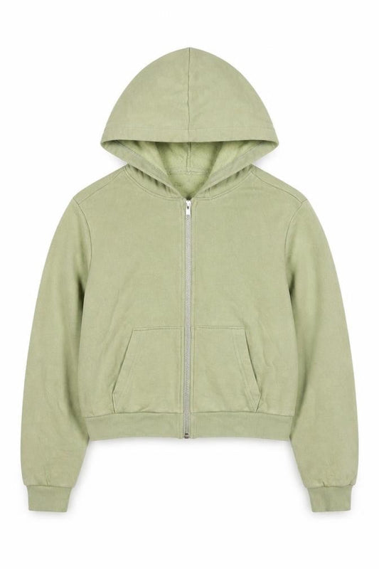 H&M Girls Green Cotton Full Zip Hoodie Size 12-13 Years Zip - Age 12-14 Years