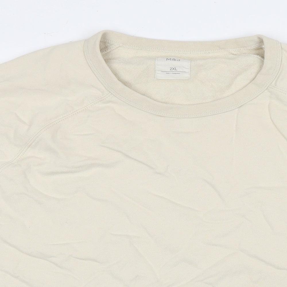 Marks and Spencer Womens Beige Cotton Pullover Sweatshirt Size 2XL Pullover