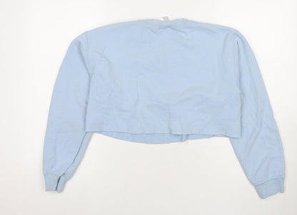 Back view of G&G women’s blue polyester pullover sweatshirt, size S, pullover