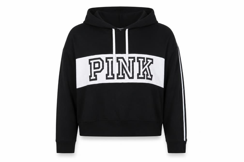 PINK Womens Black Cotton Pullover Sweatshirt Size L Pullover - Logo