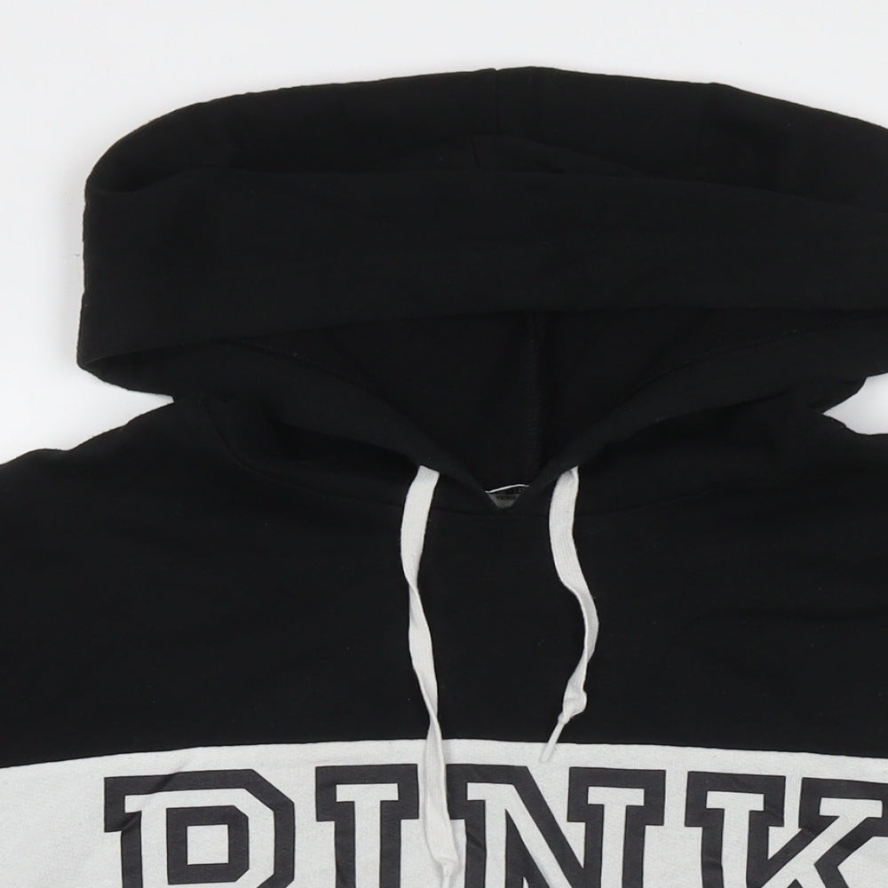 PINK Womens Black Cotton Pullover Sweatshirt Size L Pullover - Logo