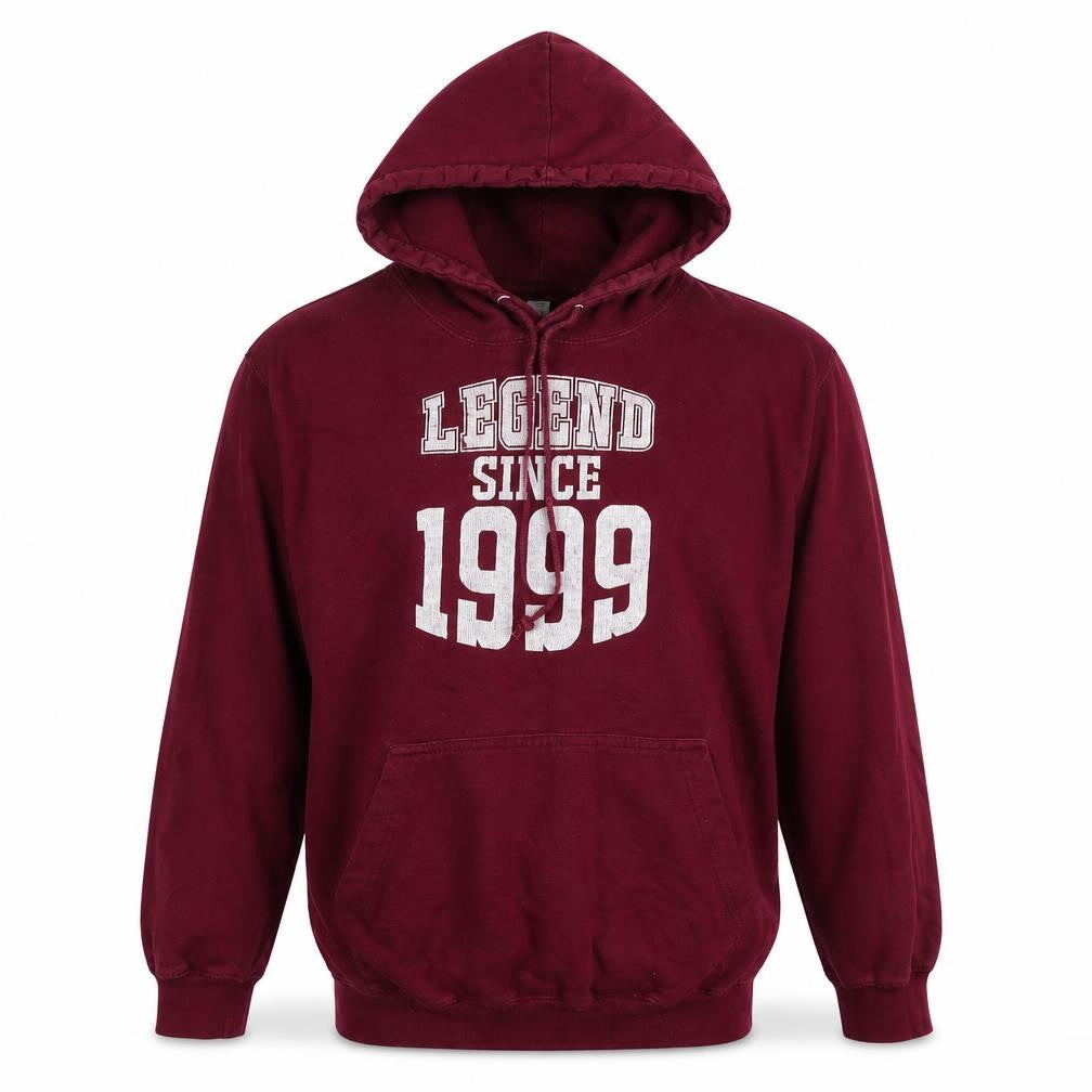 Legend Mens Red Cotton Pullover Hoodie Size M - Logo