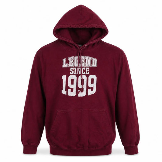 Legend Mens Red Cotton Pullover Hoodie Size M - Logo