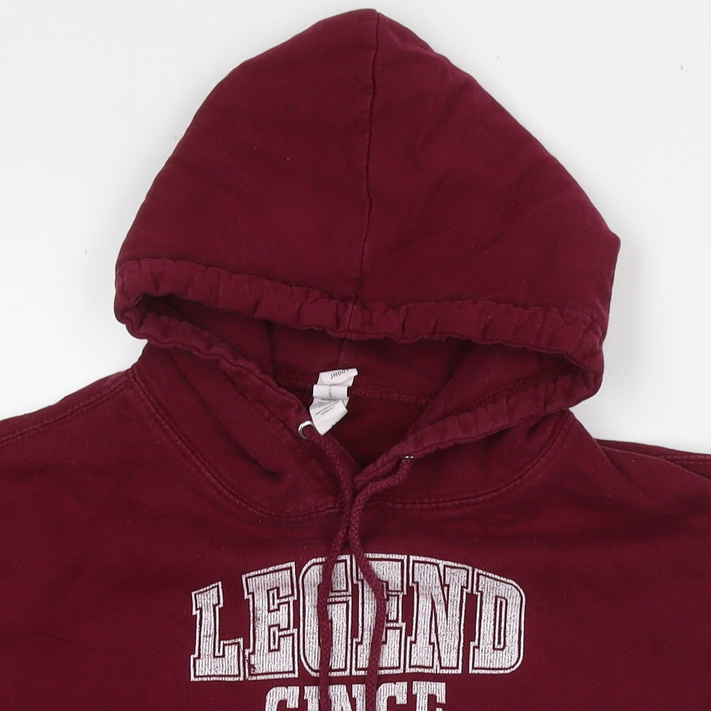 Legend Mens Red Cotton Pullover Hoodie Size M - Logo