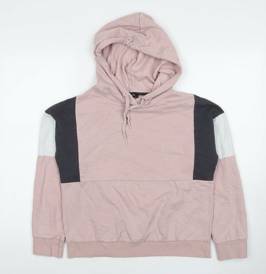New Look Womens Pink Colourblock Cotton Pullover Hoodie Size S Pullover