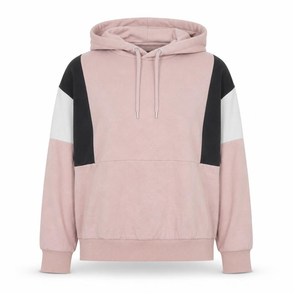 New Look Womens Pink Colourblock Cotton Pullover Hoodie Size S Pullover