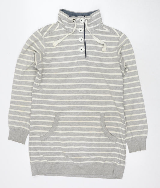 NEXT Womens Grey Striped Cotton Pullover Sweatshirt Size 10 Pullover - Tunic