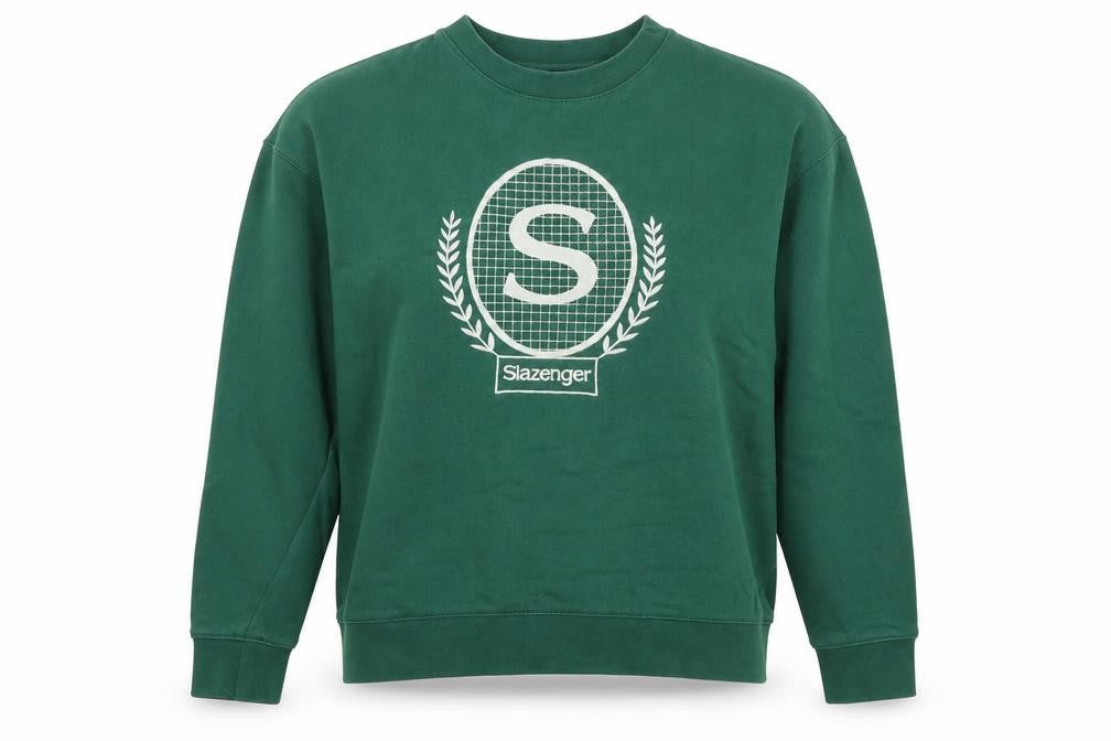 Slazenger Womens Green Cotton Pullover Sweatshirt Size 8 Pullover - Logo