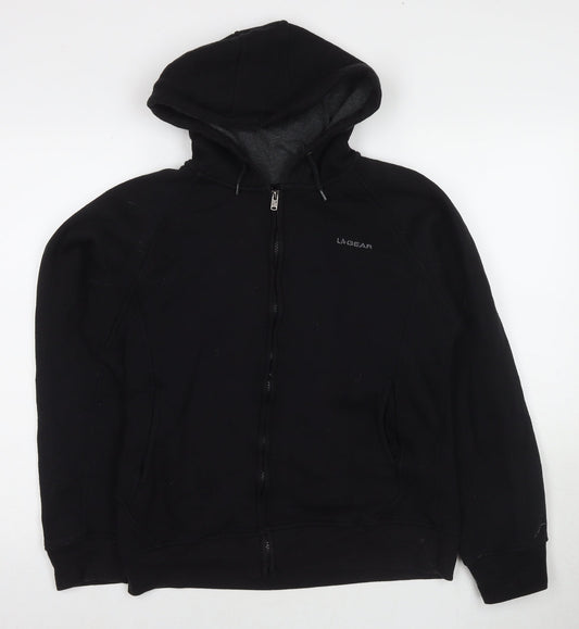 LA Gear Womens Black Cotton Full Zip Hoodie Size 14 Zip