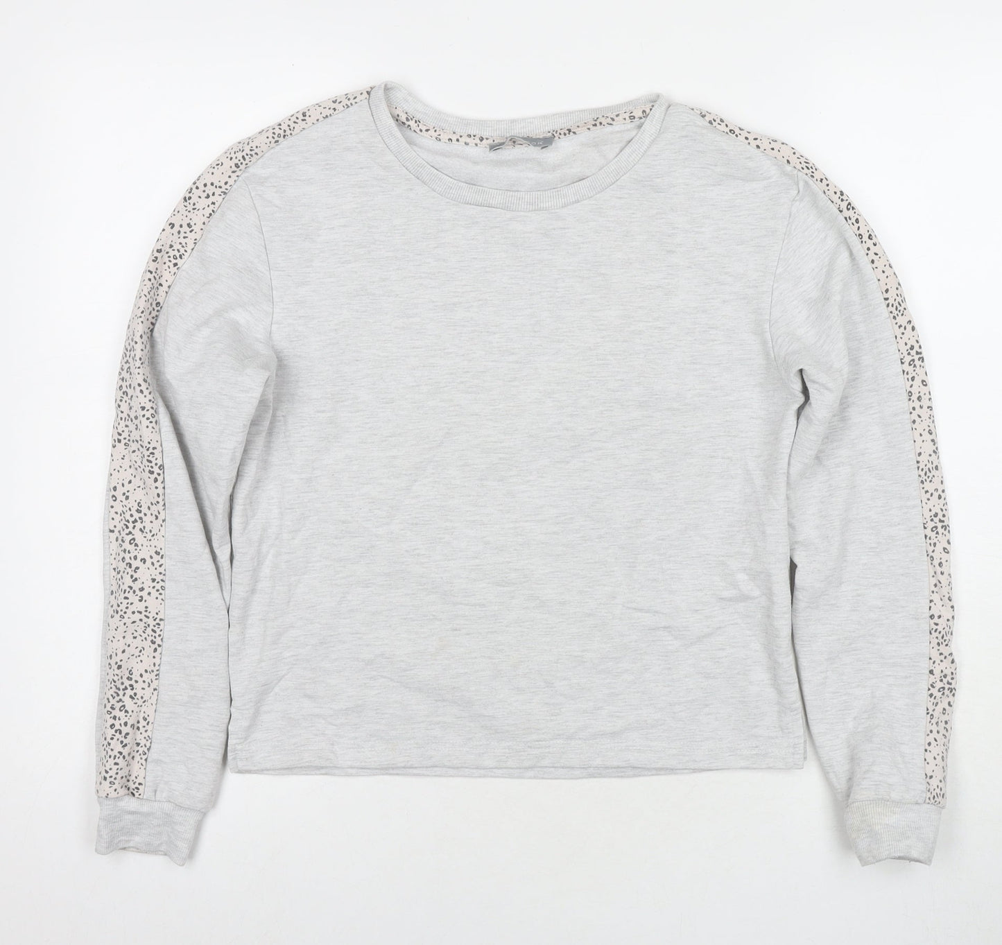 New Look Womens Grey Animal Print Polyester Pullover Sweatshirt Size 8 Pullover - Leopard Print