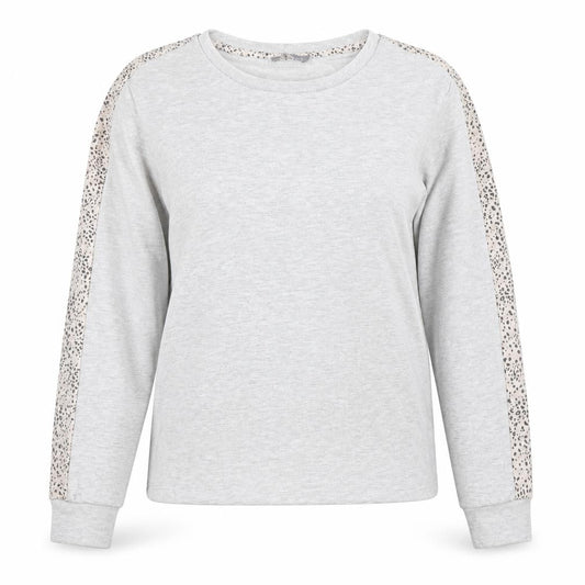 New Look Womens Grey Animal Print Polyester Pullover Sweatshirt Size 8 Pullover - Leopard Print