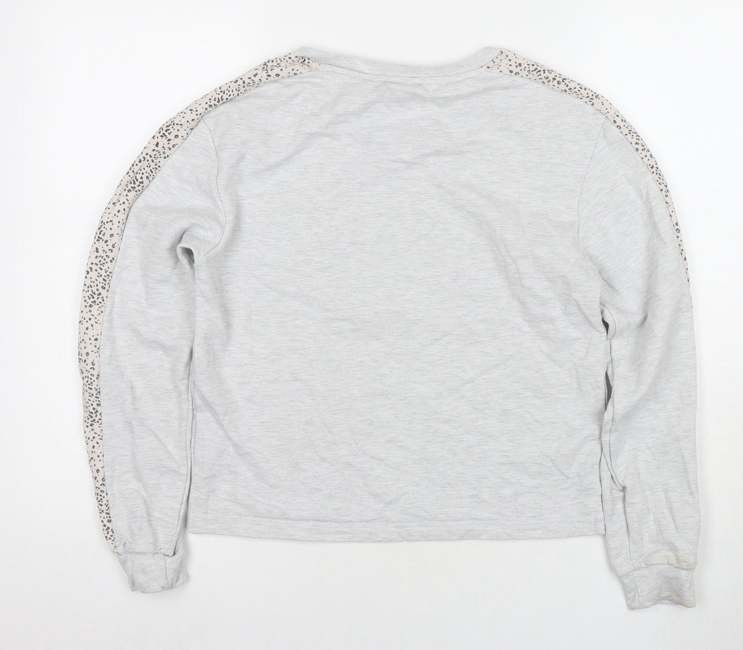 New Look Womens Grey Animal Print Polyester Pullover Sweatshirt Size 8 Pullover - Leopard Print